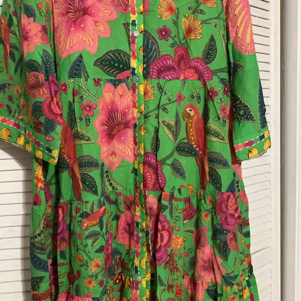 Pink and Orange Crew Neck Maxi Dress for Casual Resort Wear - Picture 3 of 4